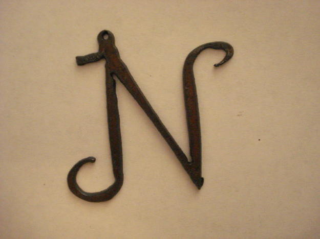 (image for) Initial Letter Curley Metal "N" - Pendant #cm-N